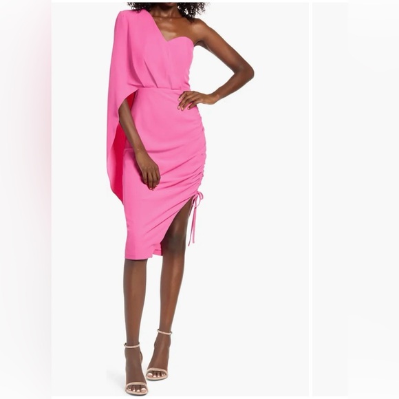 Lavish Alice Dresses & Skirts - Lavish Alice One-Shoulder Cape Midi Dress size US 6 pink women’s
